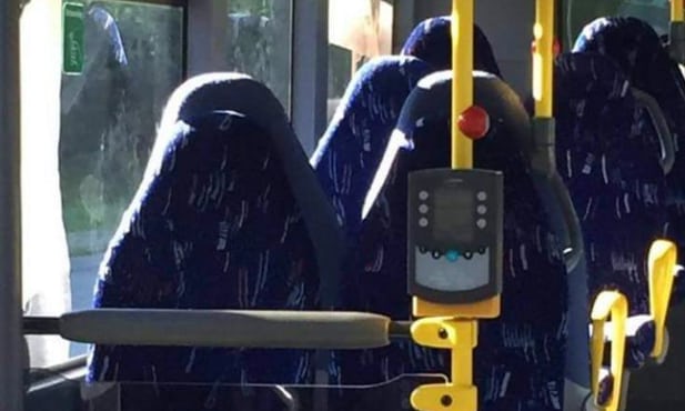 Bus seats mistaken for burqas by members of anti-immigrant group