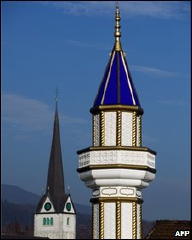 Swiss steeple and minaret